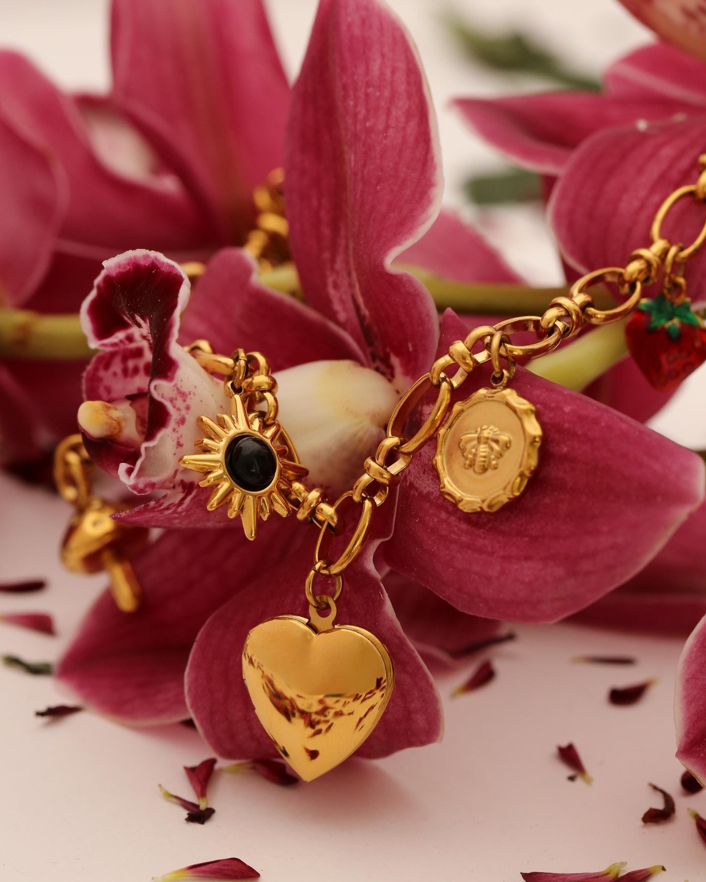 Nine Charm Heart Locket Necklace