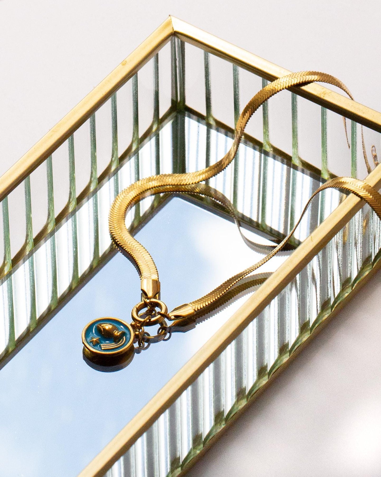 Choose Your Zodiac Necklace on Herringbone Chain