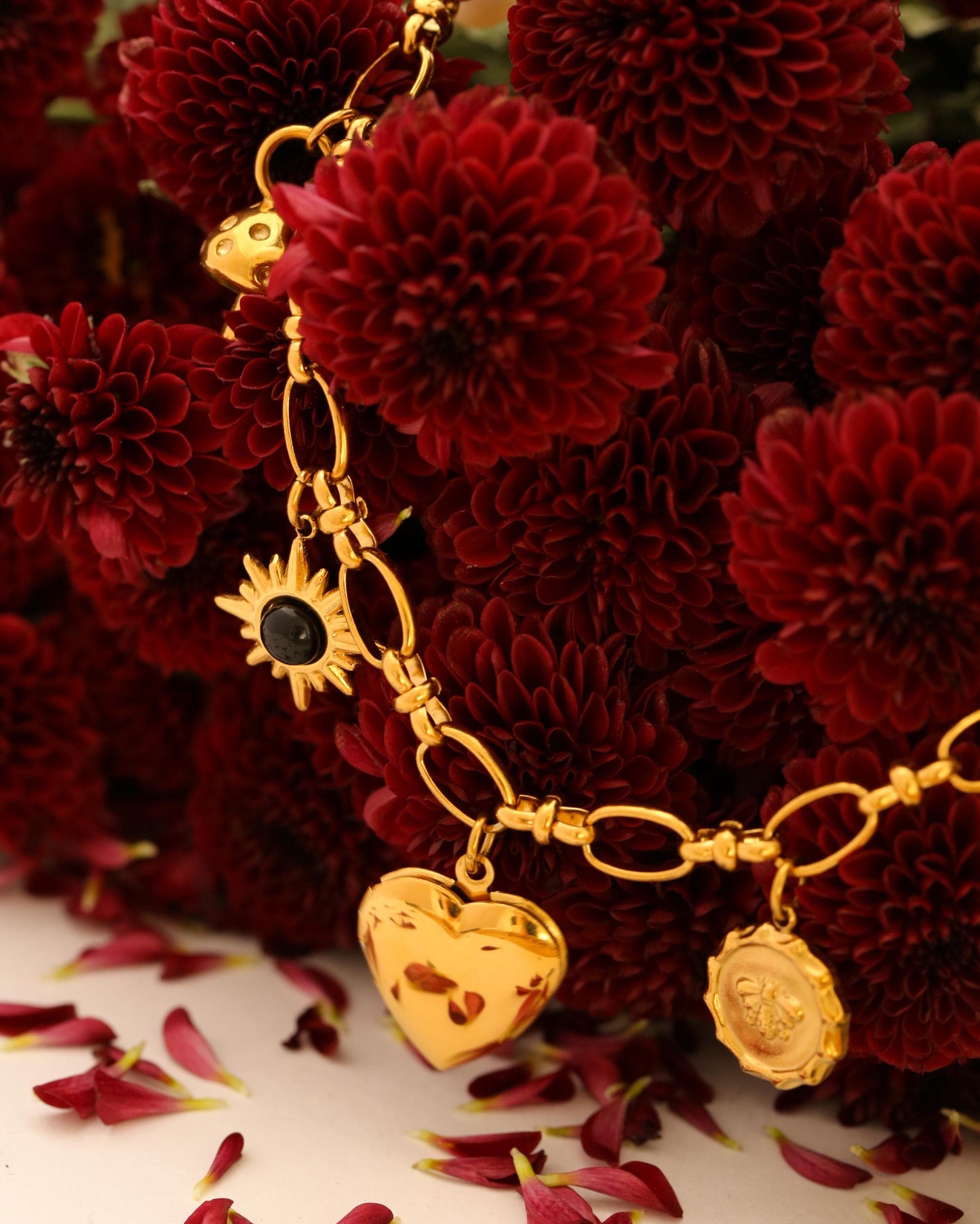 Nine Charm Heart Locket Necklace