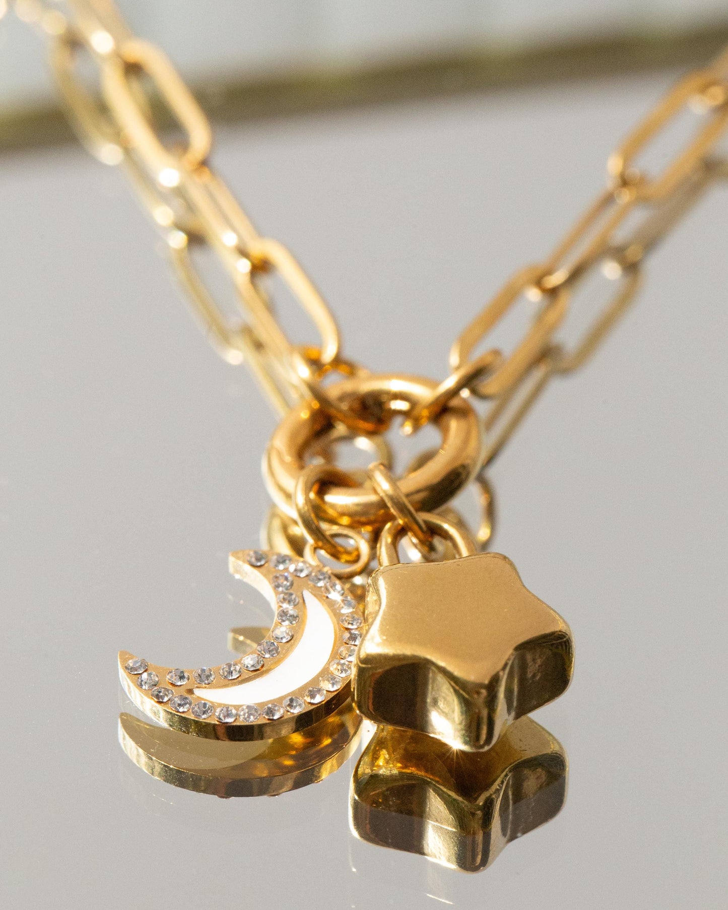 Moon and Star Necklace
