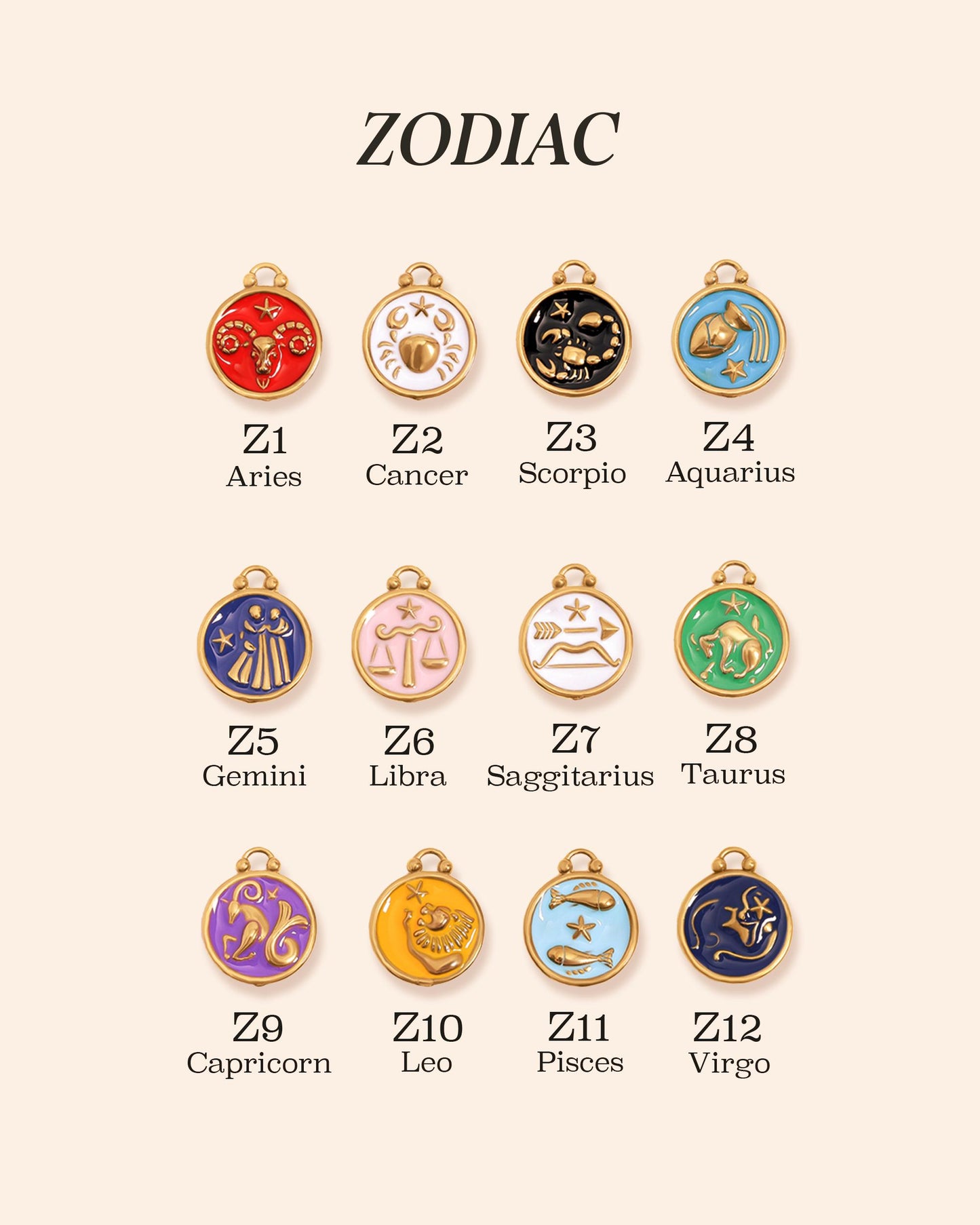 Choose Your Zodiac Necklace on Herringbone Chain