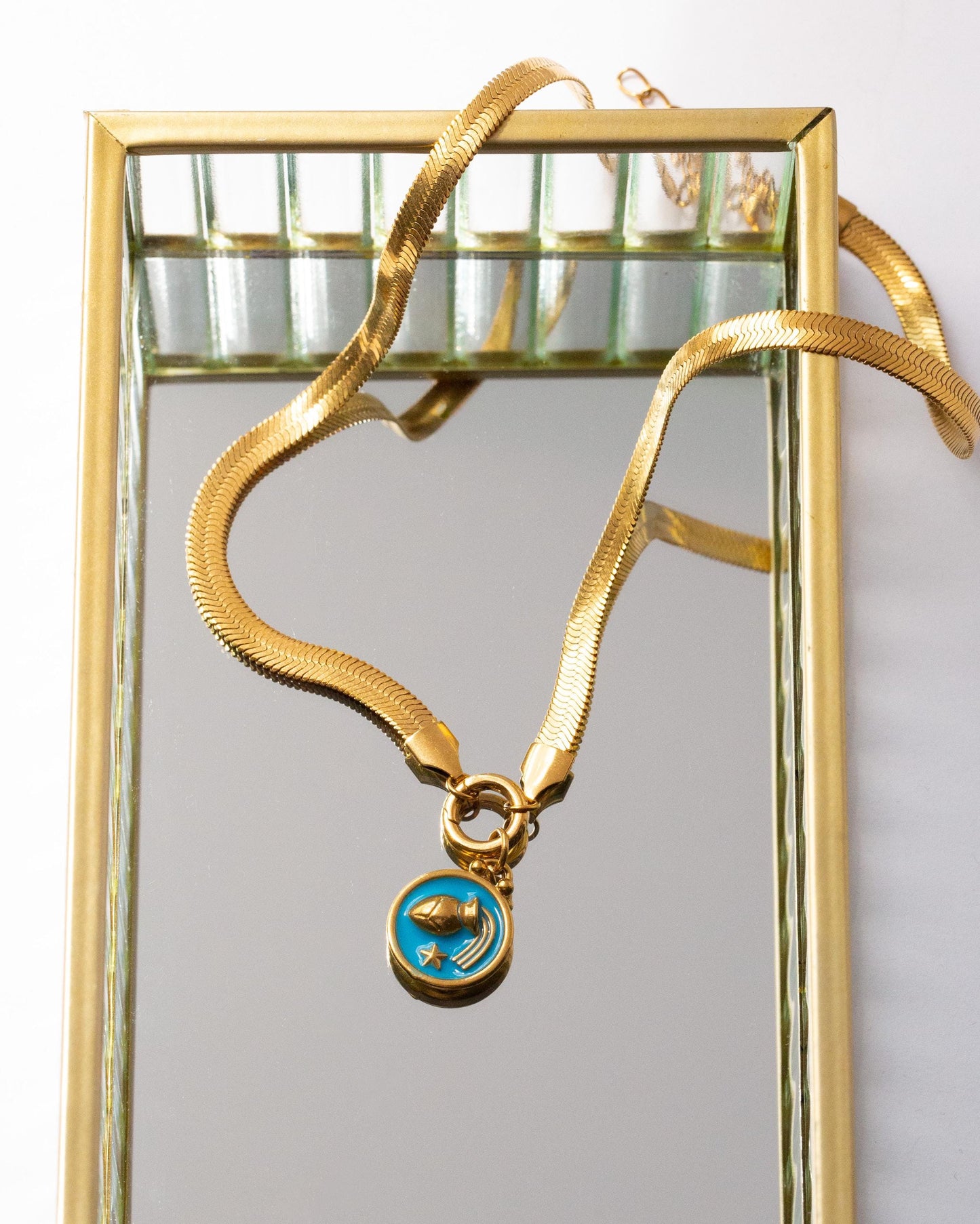 Choose Your Zodiac Necklace on Herringbone Chain