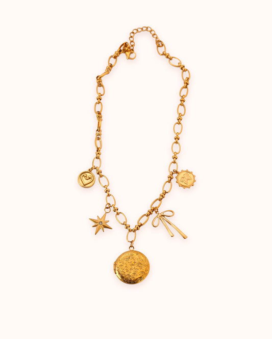 Five Charm Locket Necklace