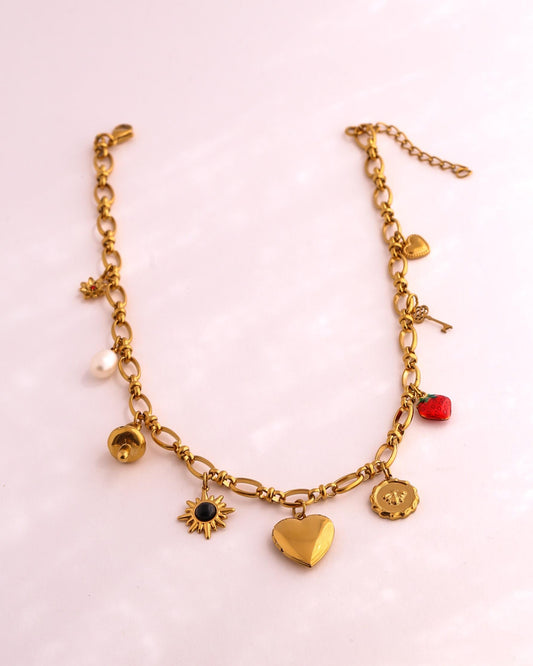 Nine Charm Heart Locket Necklace