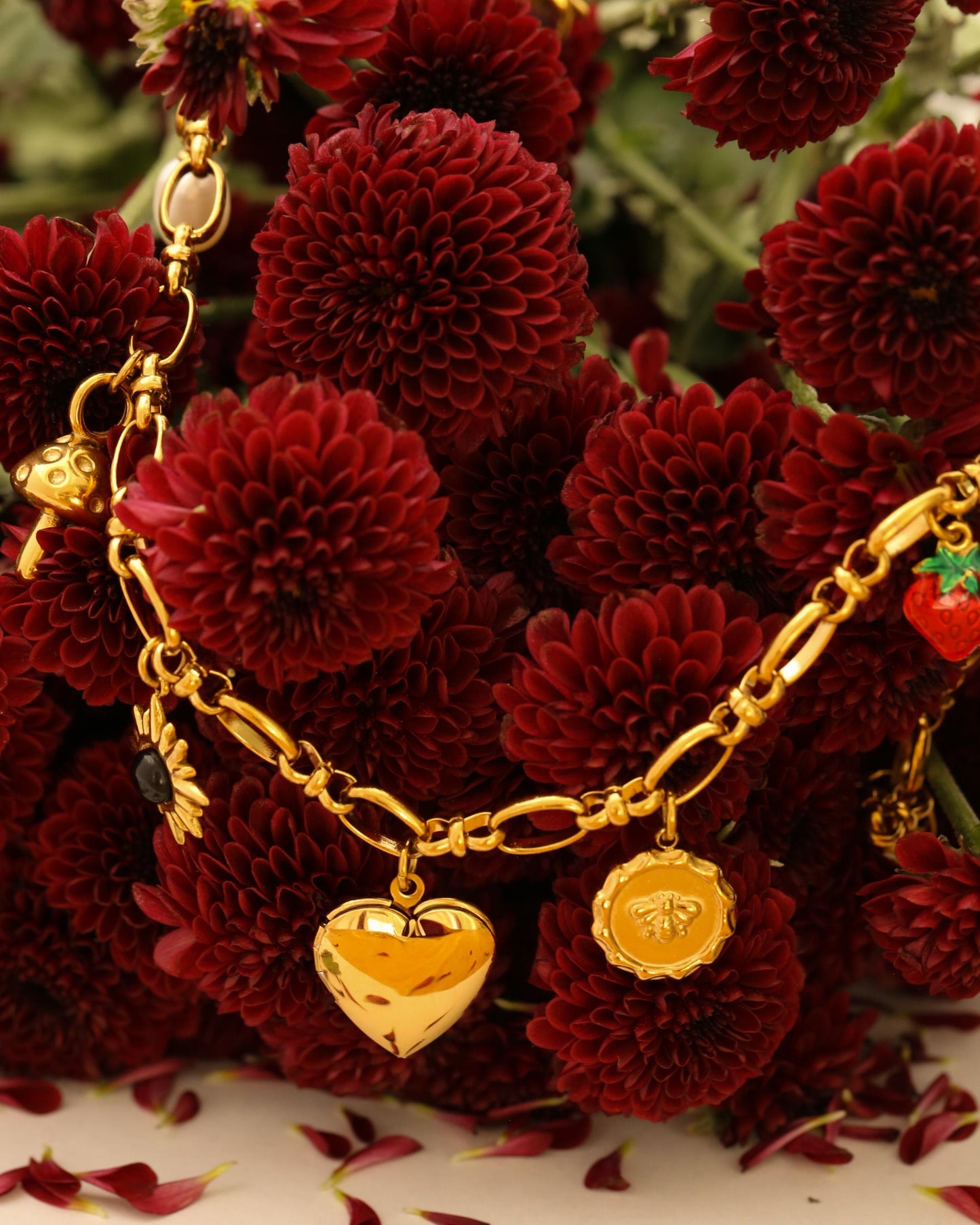Nine Charm Heart Locket Necklace
