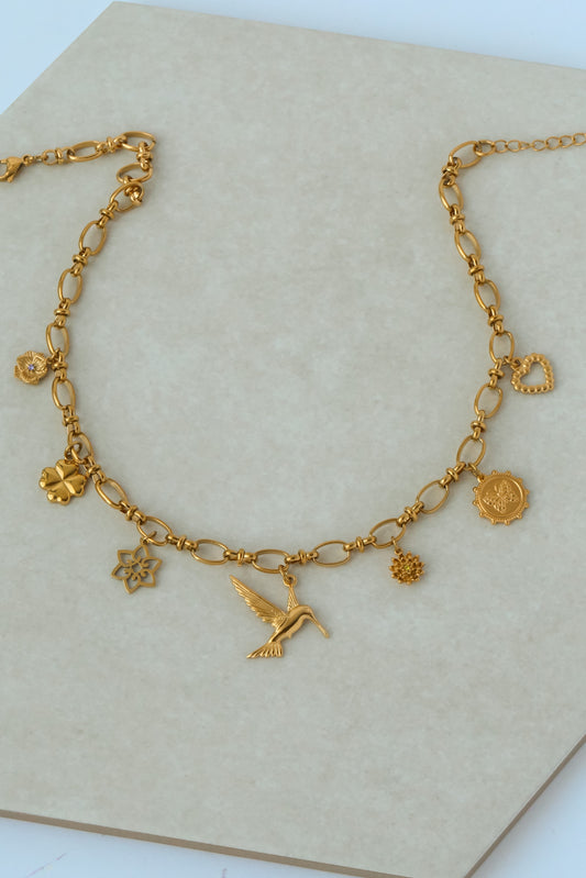 Hummingbird Garden Charm Necklace