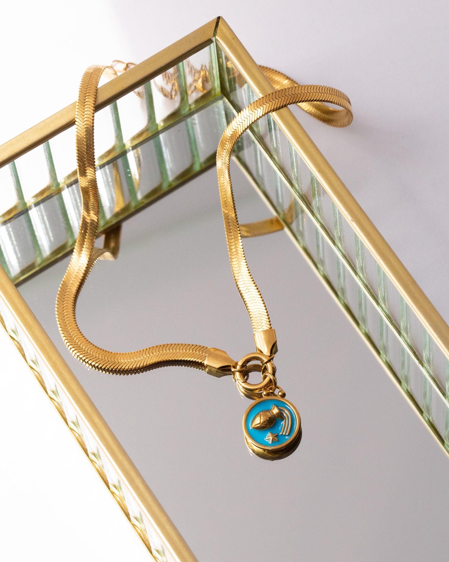 Choose Your Zodiac Necklace on Herringbone Chain