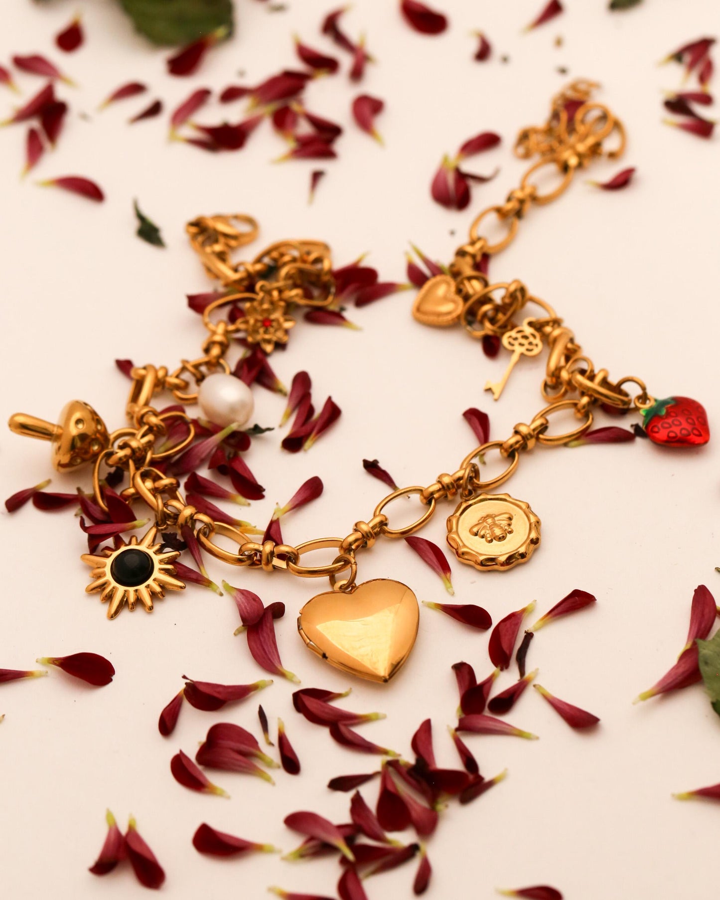 Nine Charm Heart Locket Necklace