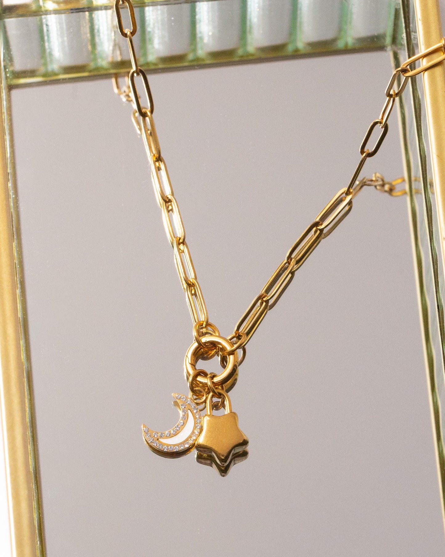 Moon and Star Necklace