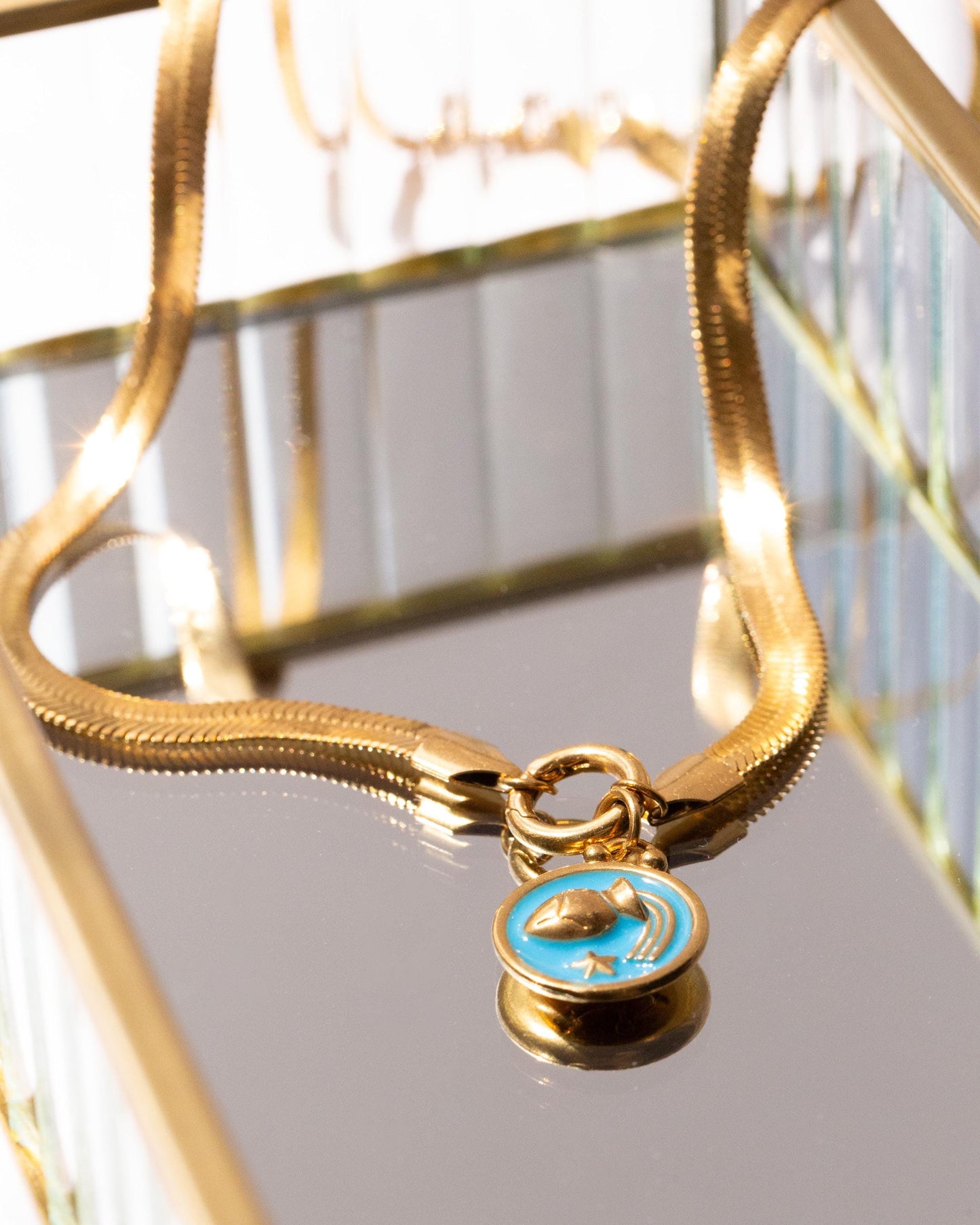 Choose Your Zodiac Necklace on Herringbone Chain