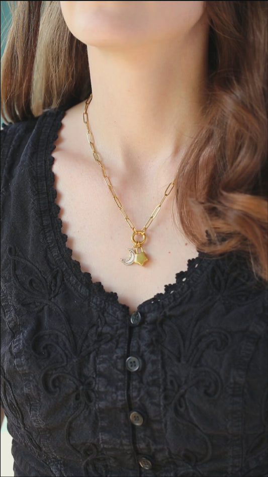 Moon and Star Necklace