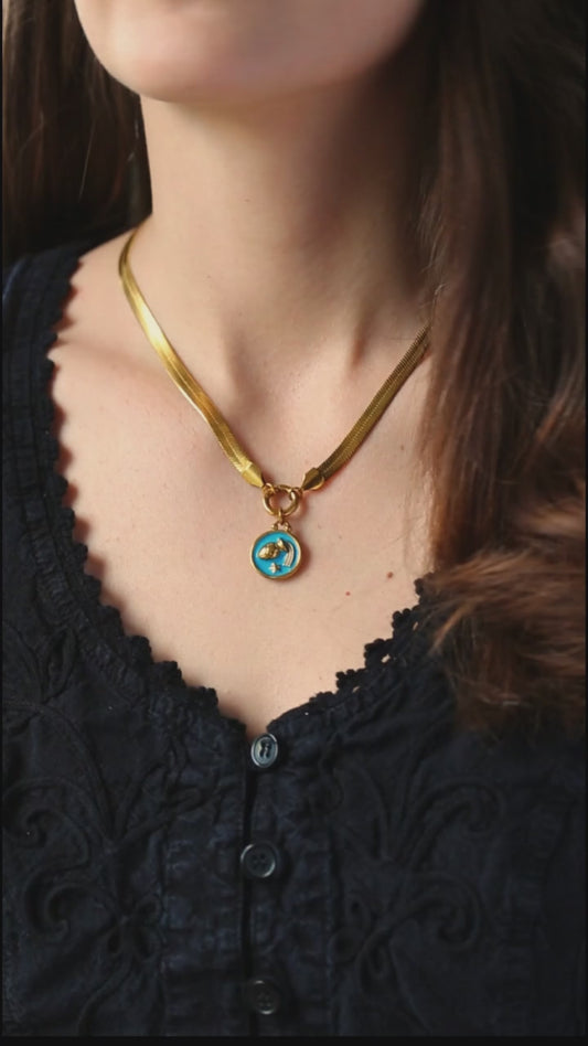 Choose Your Zodiac Necklace on Herringbone Chain