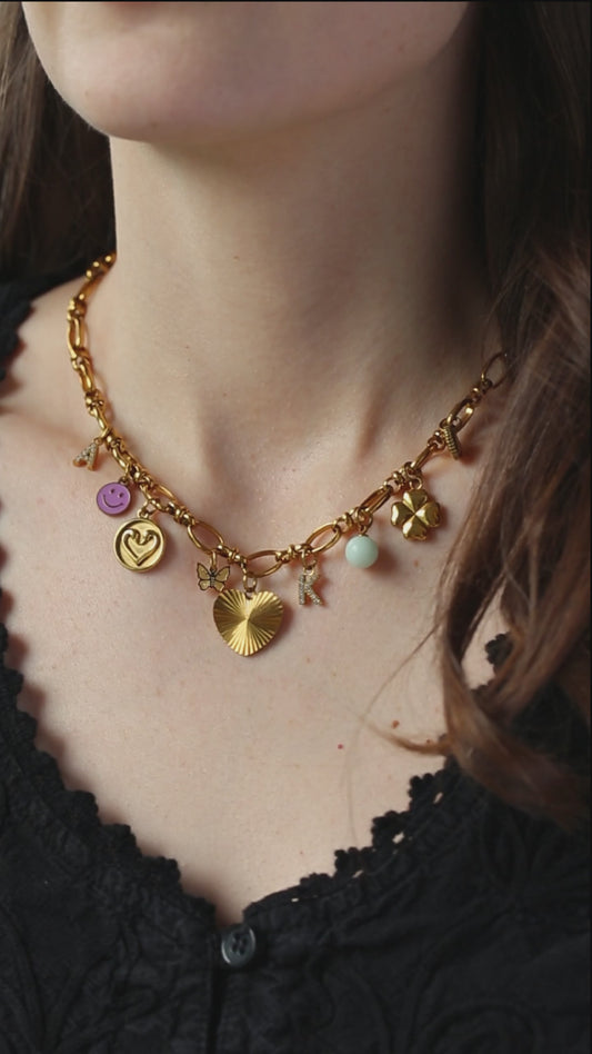 Nine Charm Heart Necklace